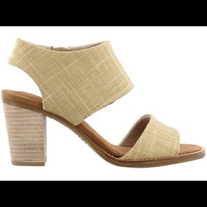 TOMS Majorca Cutout Champagne Metallic Foil Woven Sandal